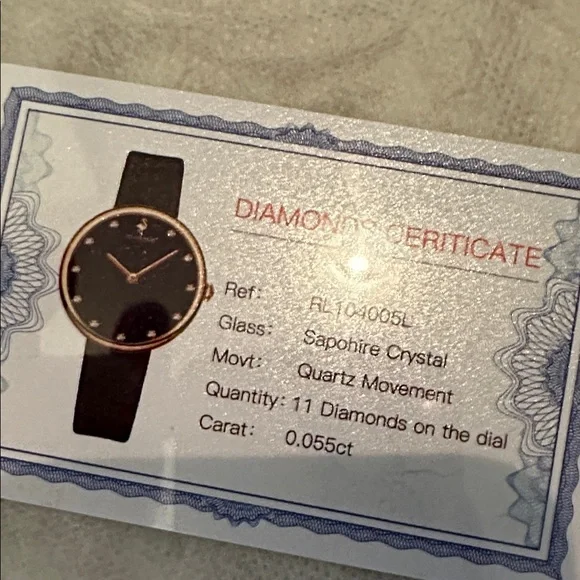 Sapphire crystal leather band 11 diamonds brand new with card box stunning
